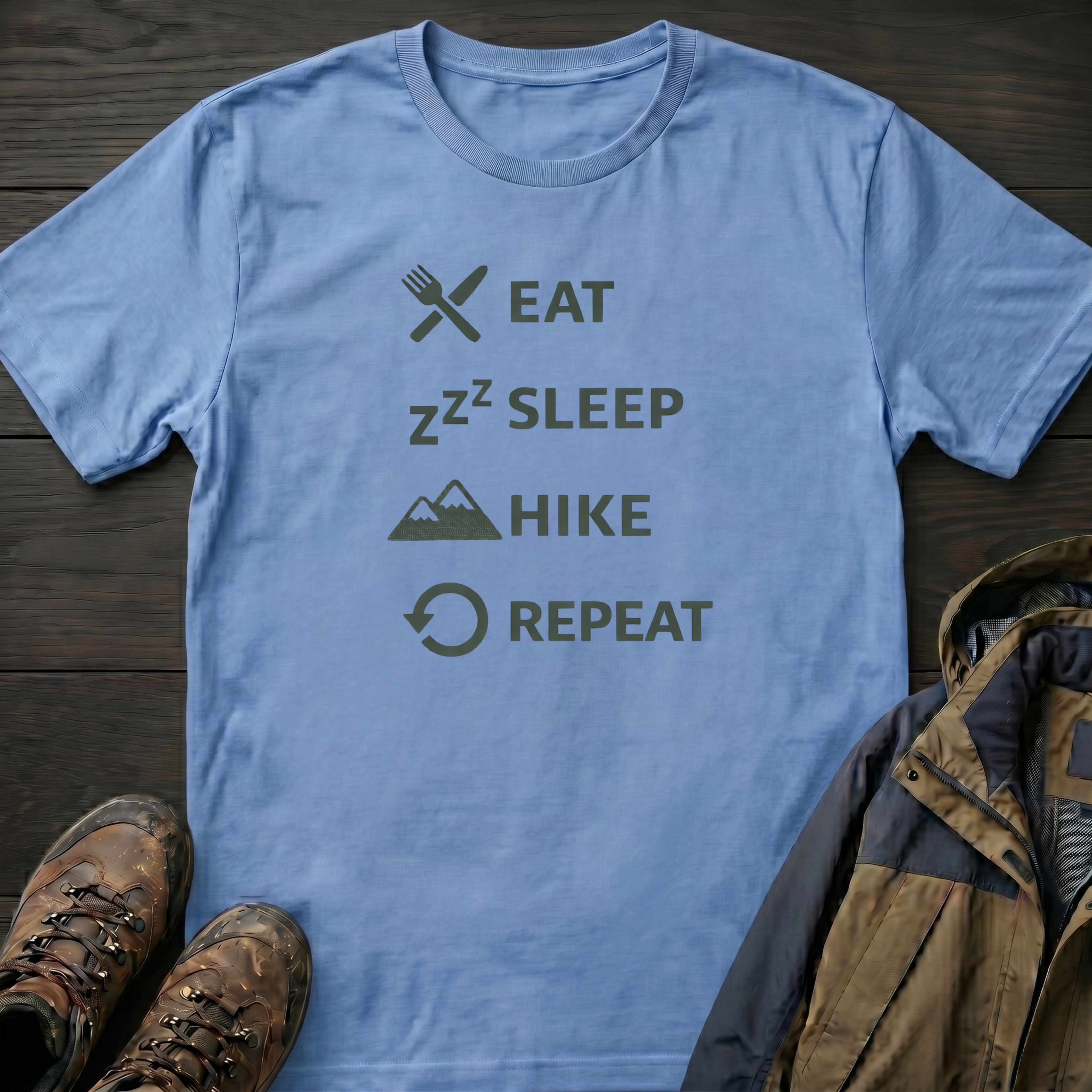 Eat Hike Repeat Text T-Shirt