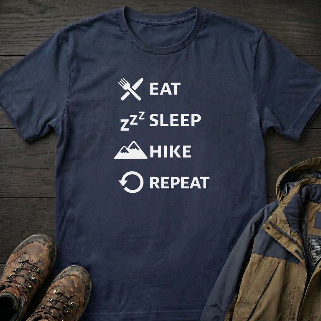 Eat Hike Repeat Text T-Shirt