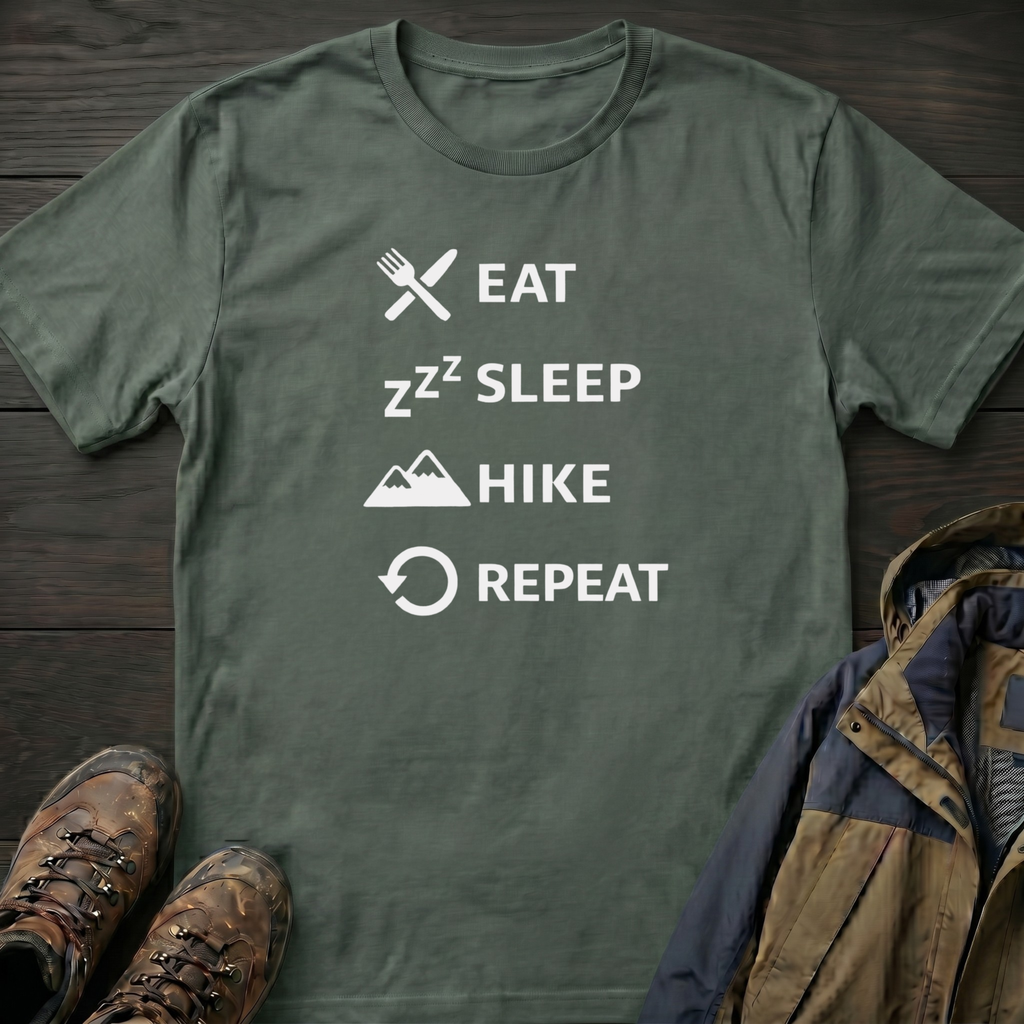 Eat Hike Repeat Text T-Shirt