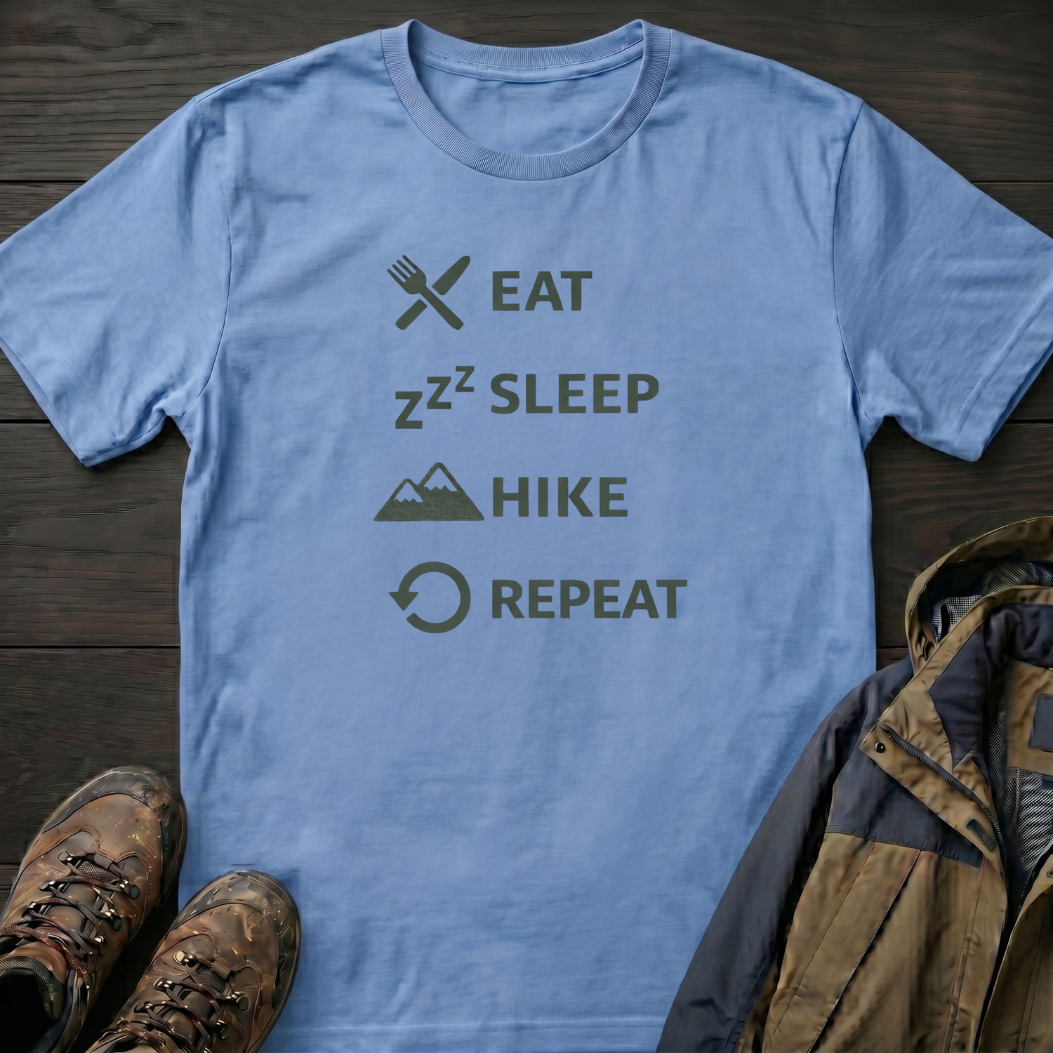 Eat Hike Repeat Text T-Shirt